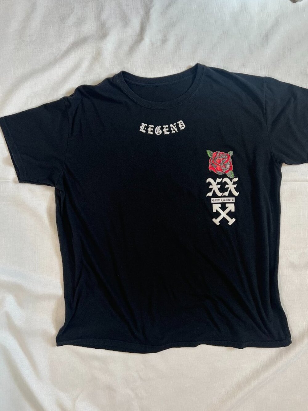 RGSTR Black Legend Graphic T-Shirt Men's Size 2XL Rose Cross Arrows Streetwear